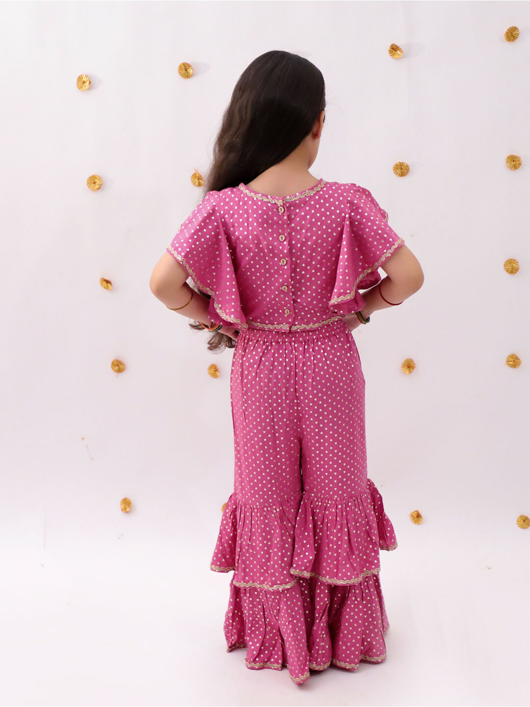 Lil Drama Khilkhilahat Pink Crop Top and Flare Pant Set For Girls | Swadesiicart