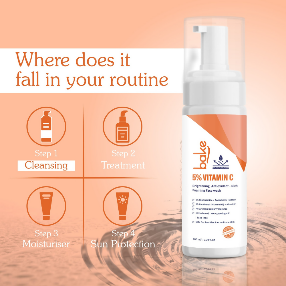 Bake 5% Vitamin C Foaming Face Wash with 3% Niacinamide | Swadesiicart