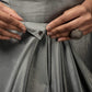 Grey Satin Solid Designer, Printed Party Wear Ready To Wear Saree - Nasreen | Swadesiicart