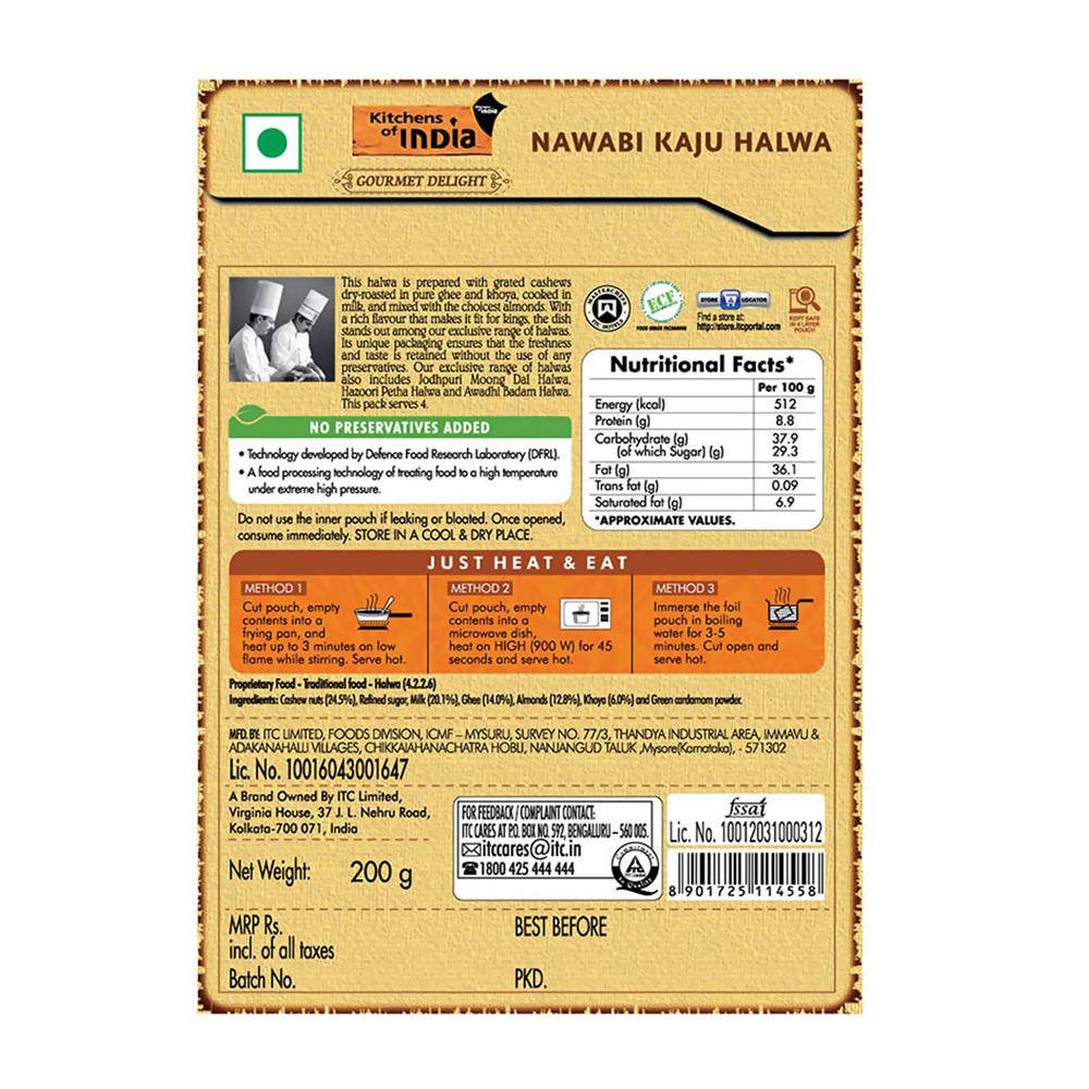 Kitchens of India Nawabi Kaju Halwa - Swadesiicart
