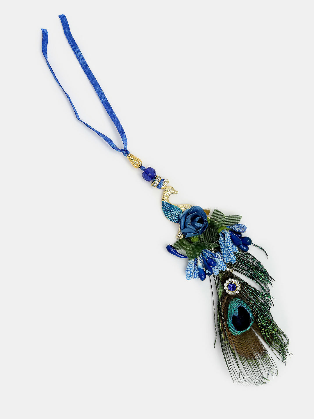 NVR Women & Men Set of 2 Blue Peacock Design Bhaiya Bhabhi Rakhi With Roli Chawal & Chocolate | Swadesiicart