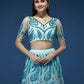 House of Panchhi Seagreen Net Sequins Embroidered Lehenga & Blouse with Dupatta | Swadesiicart