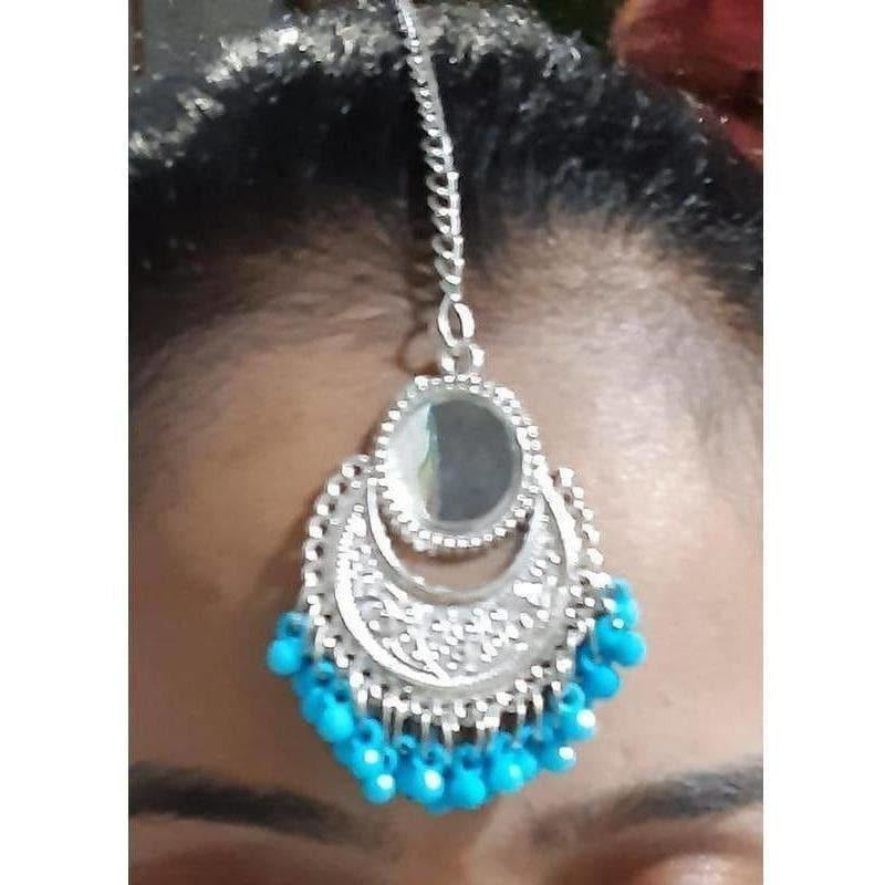 MS Fashion India Blue Color Drops Maang Tikka | Swadesiicart