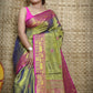Exclusive Collection Golden Olive Beautiful Tissue Benarasi Saree - Swadesiicart