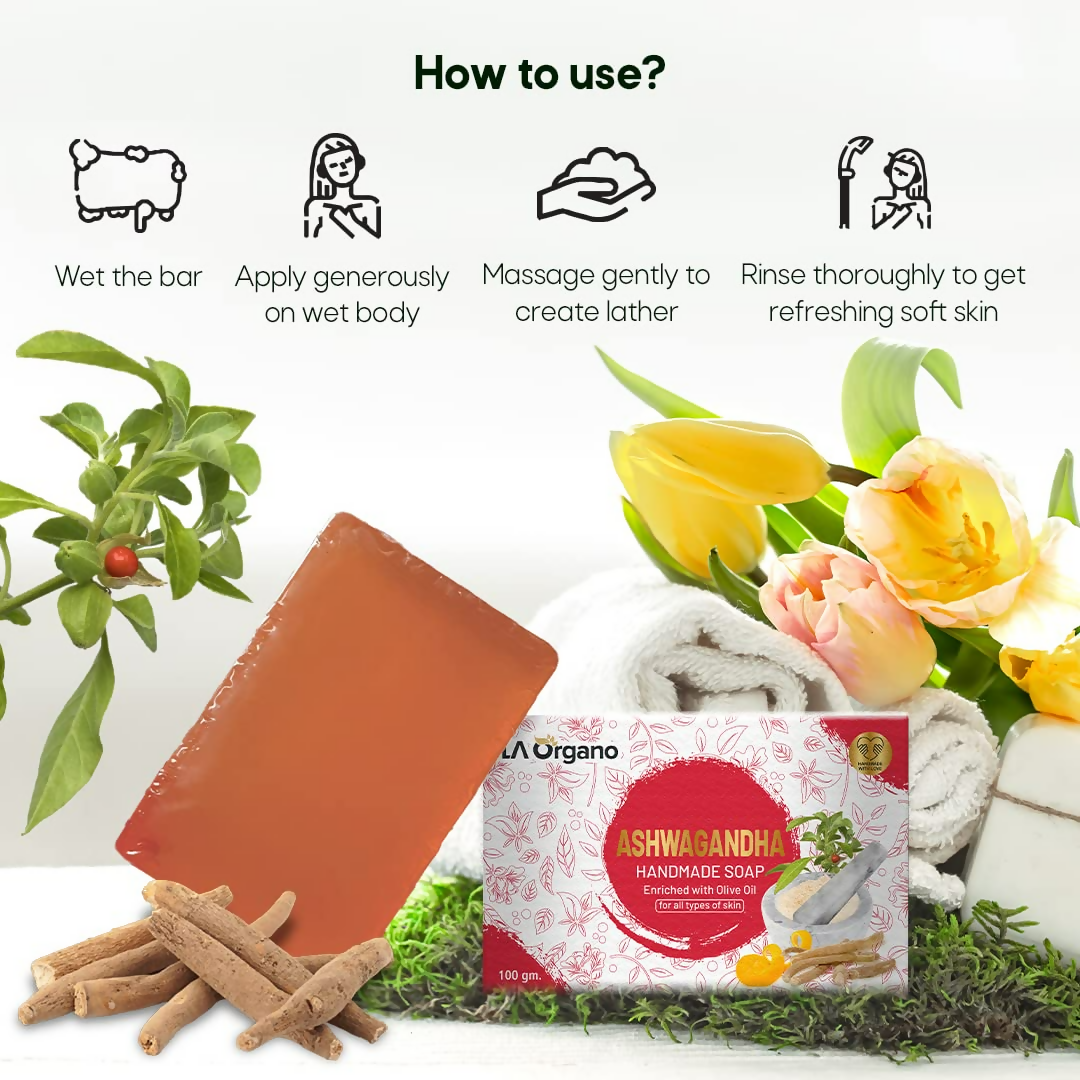 LA Organo Ashwgandha Handmade Natural Bath Soap - Swadesiicart