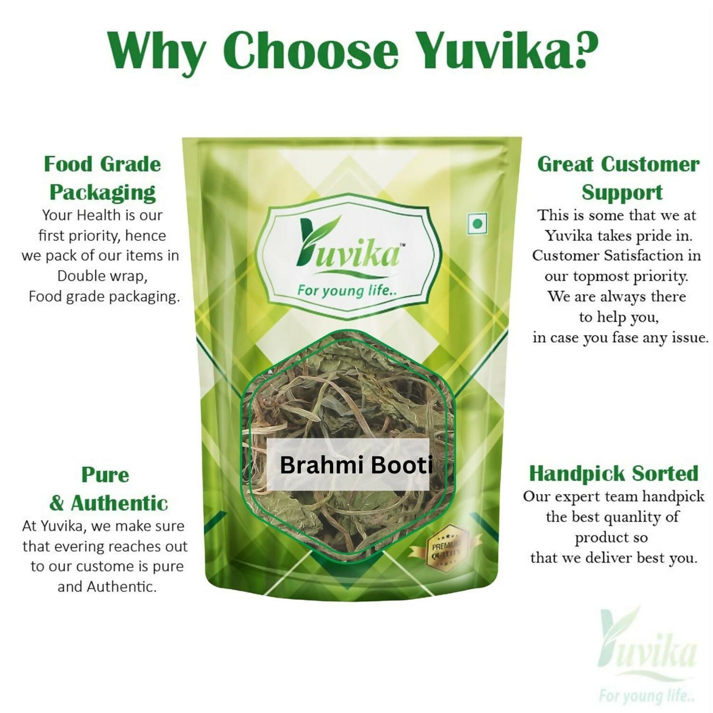 Yuvika Brahmi Booti - Gotu Kola - Bacopa Monnieri Linn - Indian Pennywort | Swadesiicart