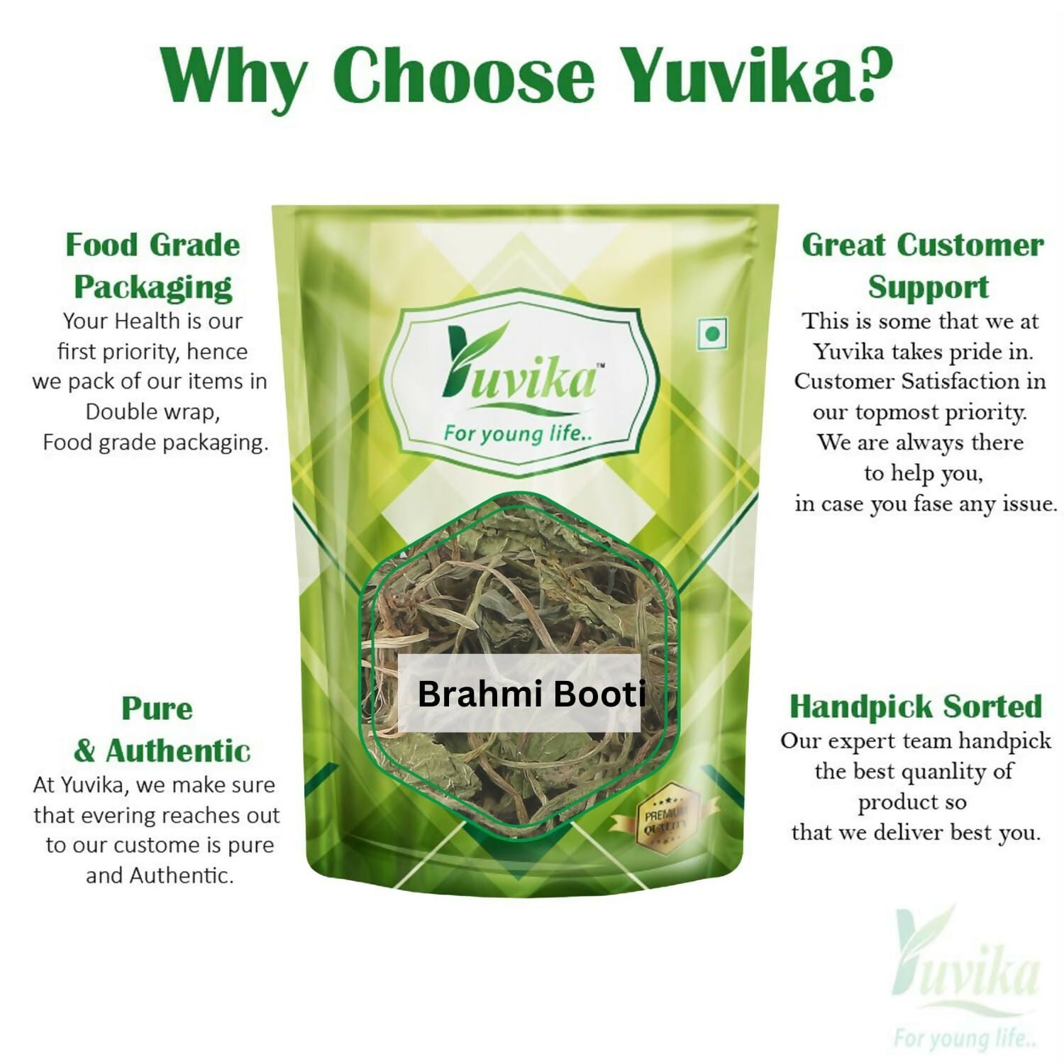 Yuvika Brahmi Booti - Gotu Kola - Bacopa Monnieri Linn - Indian Pennywort | Swadesiicart