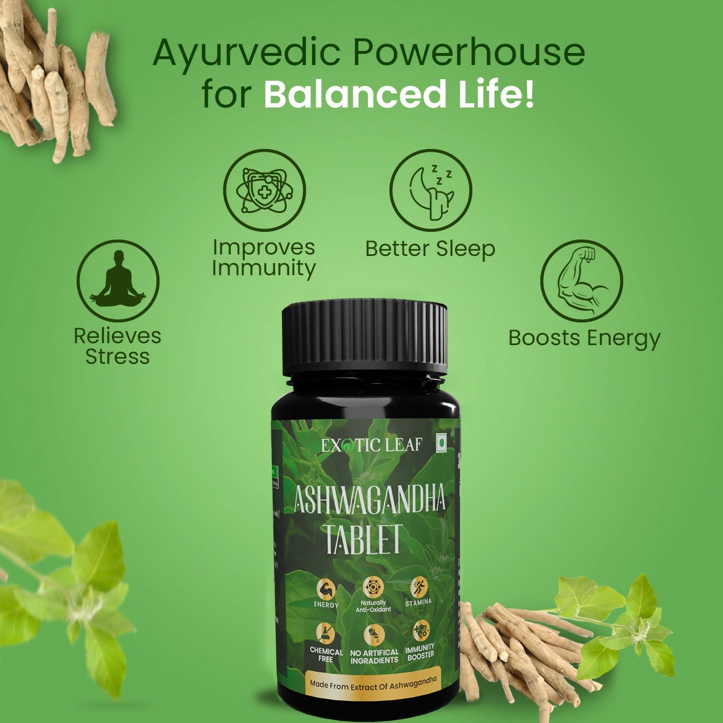 Exotic Leaf Ashwagandha Tablets - Swadesiicart