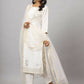 Juniper Women's White Chinnon Solid Embroidered Kurta Set | Swadesiicart