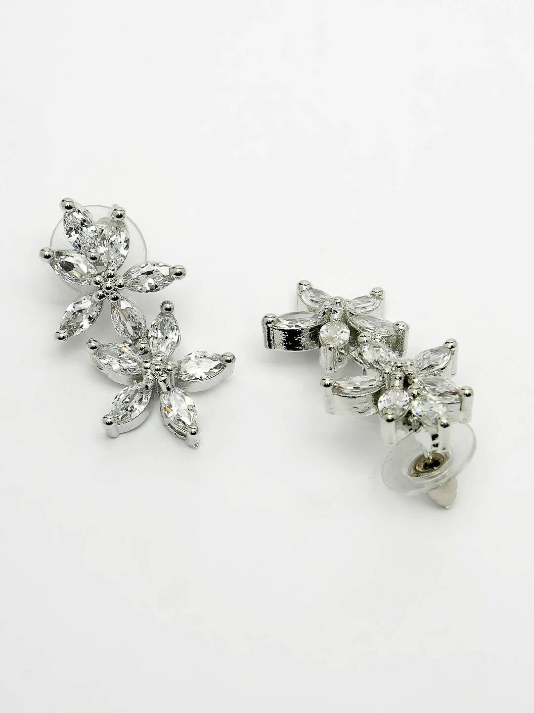 NVR Women Silver Plated Cz Stone Handcrafted Jewellery Set - Swadesiicart
