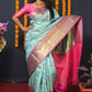 Jyoti Fashion Women's Sky Blue Kanjivaram Silk Zari Woven Saree with Blouse | Swadesiicart