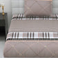 DREAM WEAVERZ Beige Checked 220 TC Glazed Cotton Bedsheet with Pillow Covers - Swadesiicart
