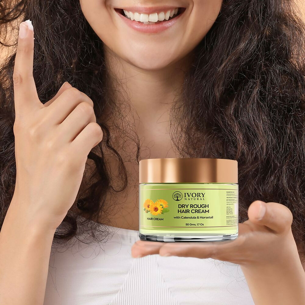 Ivory Natural Dry Frizzy Hair Cream - Detangles Hair, Manages Frizz And Scalp Dryness | Swadesiicart