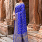 Joban Fashion Violet Crepe Chiffon Pure Handloom Banarasi Silk Saree | Swadesiicart