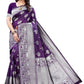Vamika Banarasi Jacquard Weaving Purple Saree (AMEE PURPLE) | Swadesiicart
