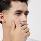 NVR Men's Rhodium Plated Stainless Steel Finger Ring - Swadesiicart