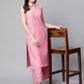 Ahalyaa Women Light Pink Colour Pure Cotton Printed Kurta Palazzo Set | Swadesiicart