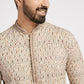 Ethnic India Beige Men's Kurta Embellished Viscose Rayon | Swadesiicart