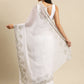 Ahalyaa Women's Traditional Semi Stitch Saree - White | Swadesiicart