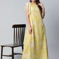 Ahalyaa Womens Lemon Yellow Crepe Floral Dress | Swadesiicart