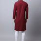 Even Apparels Maroon Pure Cotton Sherwani Men's Kurta With Asymetrical Cut | Swadesiicart