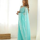 Attractive Looking Georgette Thread, Sequance Embroidery Work Party Wear Saree - Sky Blue