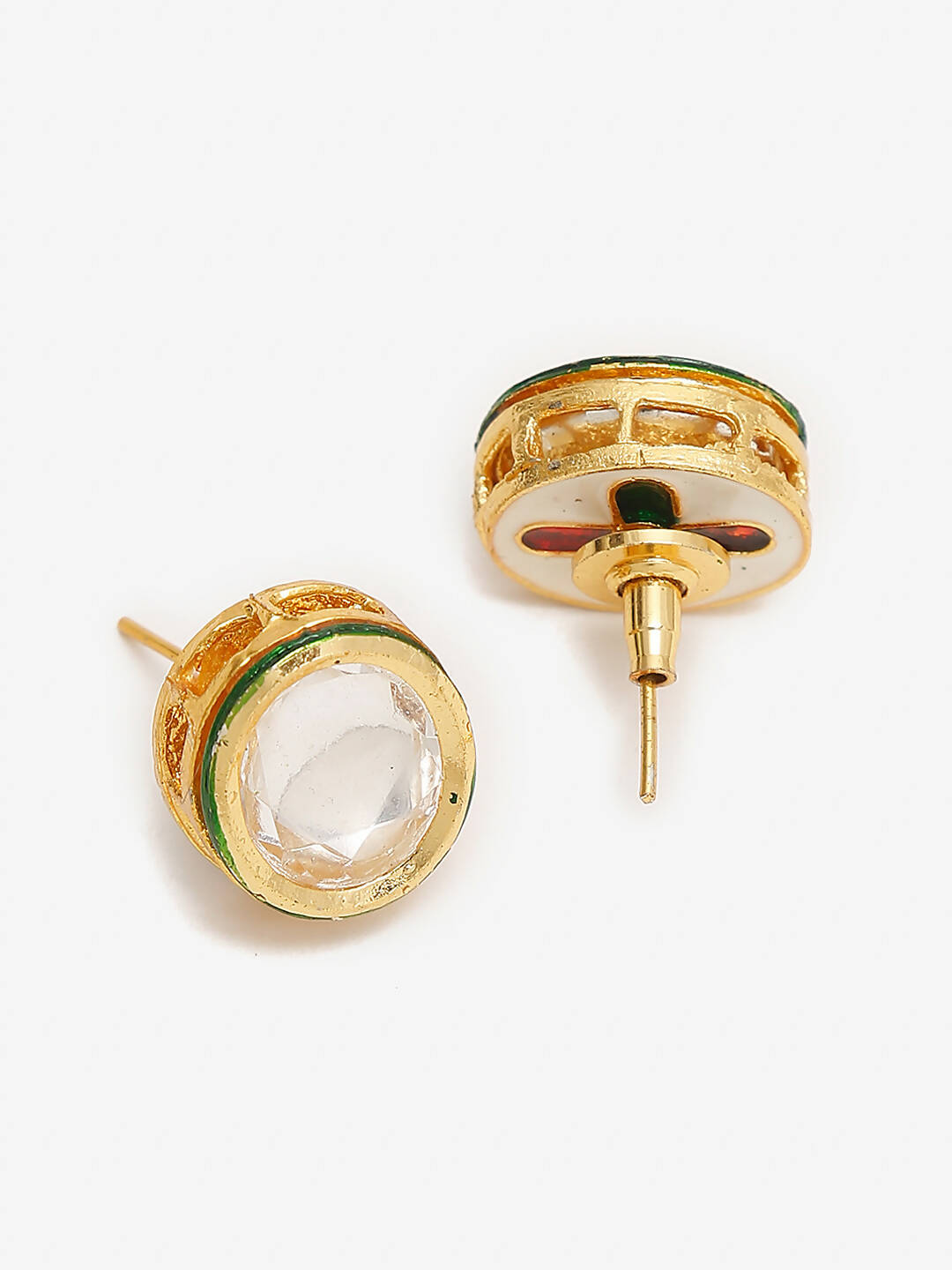 Gold-Polished White Pearl Kundan Choker With Studs - Ruby Raang | Swadesiicart