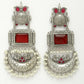 NVR Women's Silver-Plated Artificial Stones and Beads Chandbali Earrings | Swadesiicart