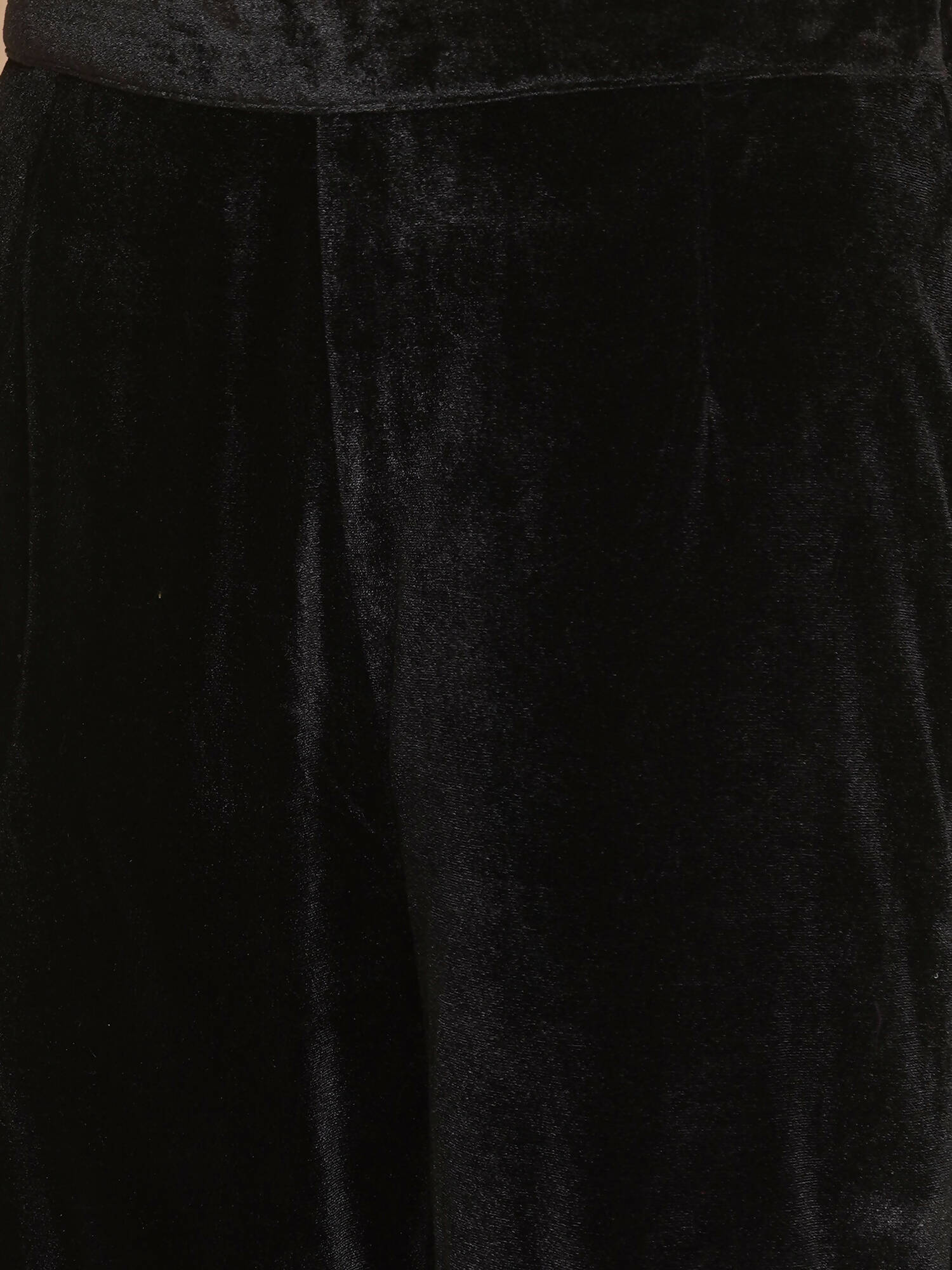 Women Republic Black Velvet Kaftaan Style Kurta With Pants | Swadesiicart