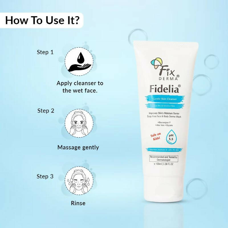 Fixderma Fidelia Gentle Skin Cleanser For Dry & Sensitive Skin - Swadesiicart