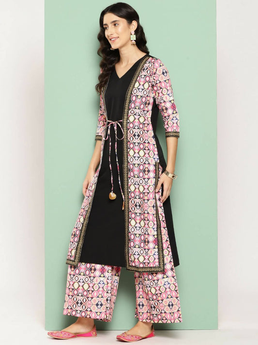 Ahalyaa Women's Traditional wear Kurta Set - Black | Swadesiicart