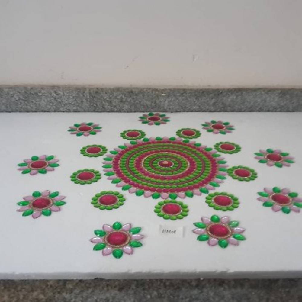 Kundan HandiKrafts Acrylic Multi Colour Jumbo Rangoli - Aahana - The Bliss Store