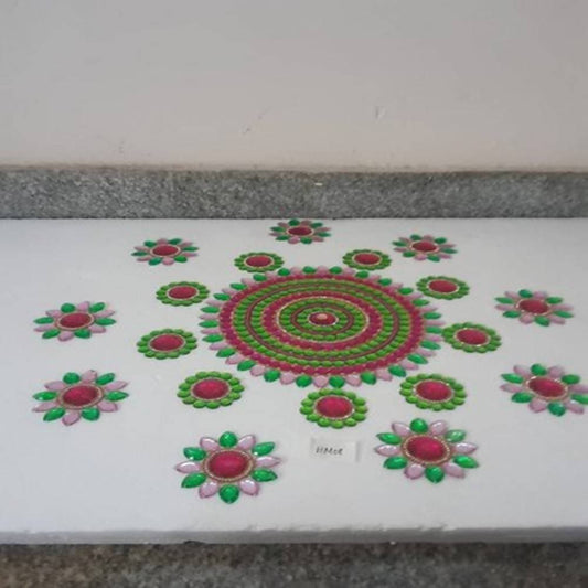 Kundan HandiKrafts Acrylic Multi Colour Jumbo Rangoli - Aahana - The Bliss Store
