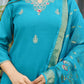 The52 Blue Women's Gorgeous Viscose Fabric Embroidered Work Straight Kurta, Pant and Dupatta Set - Swadesiicart