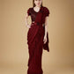 Maroon Imported Crush Solid Ready to Wear Saree with stitched Blouse - Aayan | Swadesiicart