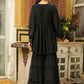 Janasya Black Georgette Sequined Tunic & Bottom | Swadesiicart