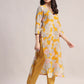 Aavyora Women Yellow Floral Printed Kurta with Striped Pants & Dupatta Set - Swadesiicart