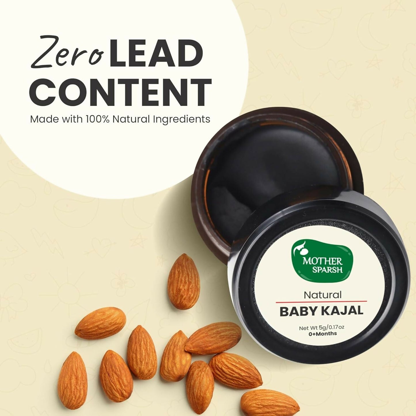 Mother Sparsh Natural Baby Kajal with Zero Lead Content, Irritation Free & Safe for Newborn Babies - Swadesiicart
