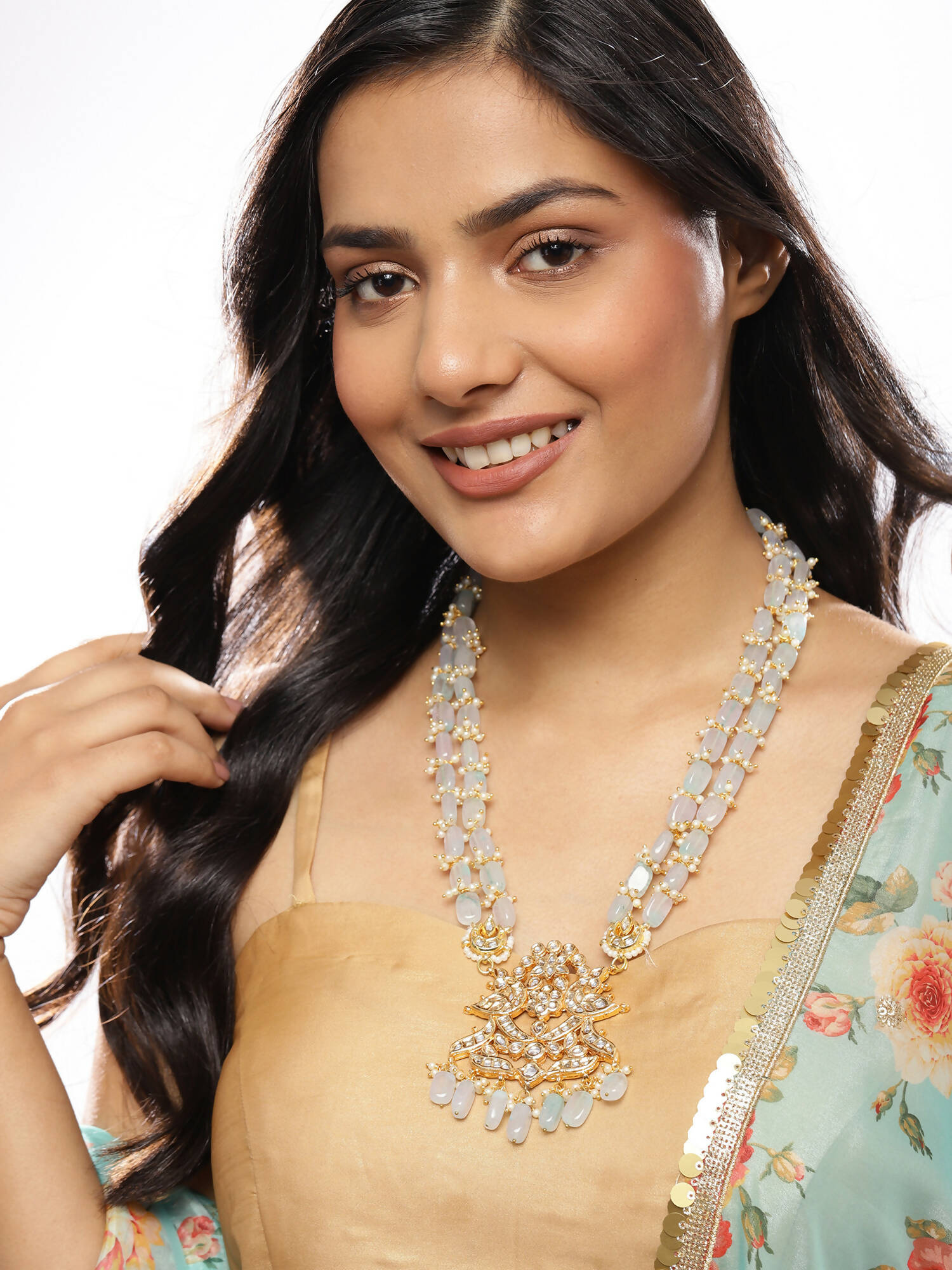 Gold-Toned White Brass Gold-Polished Necklace - Ruby Raang | Swadesiicart