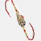 NVR Women & Men Set of 2 Gold-Toned Peacock Design Stone-Studded Bhaiya Bhabhi Rakhi With Roli Chawal & Chocolate | Swadesiicart