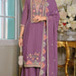 Anaita Purple Chinon Stitched Suit with Embroidery Sequence Work
