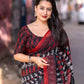 Red Linen Blend Ethnic Motifs Saree with Unstitched Blouse - Hiral Fashion | Swadesiicart