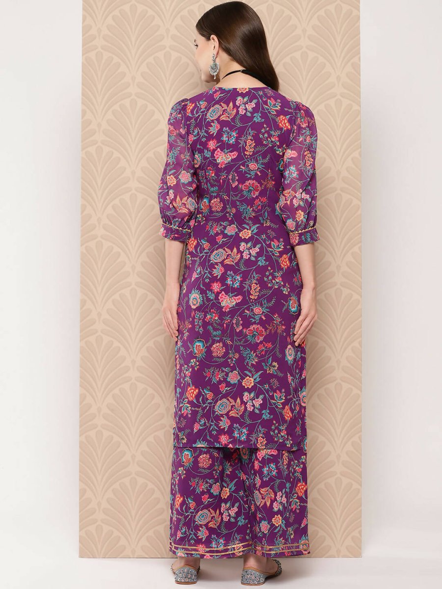 Ahalyaa Women's Traditional wear Kurta Set - Purple | Swadesiicart