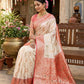 Anaita Off White Silk Blend Woven Saree With Blouse