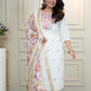 Lorenvalley Fashion Offwhite Roman Silk Embroidery Multi with Sequence Work Kurta Pant with Dupatta - Swadesiicart