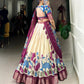 Lorenvalley Offwhite Dola Silk and Jacquard Silk Printed (Kalamkari) With Zari Weaving Border Lehenga Choli | Swadesiicart