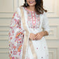 Lorenvalley Fashion Offwhite Roman Silk Embroidery Multi with Sequence Work Kurta Pant with Dupatta - Swadesiicart