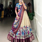 Lorenvalley Offwhite Dola Silk and Jacquard Silk Printed (Kalamkari) With Zari Weaving Border Lehenga Choli | Swadesiicart