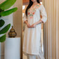 Lorenvalley Fashion Offwhite Pure Khadi Cotton Embroidery with Sequence Work Kurta Pant | Swadesiicart