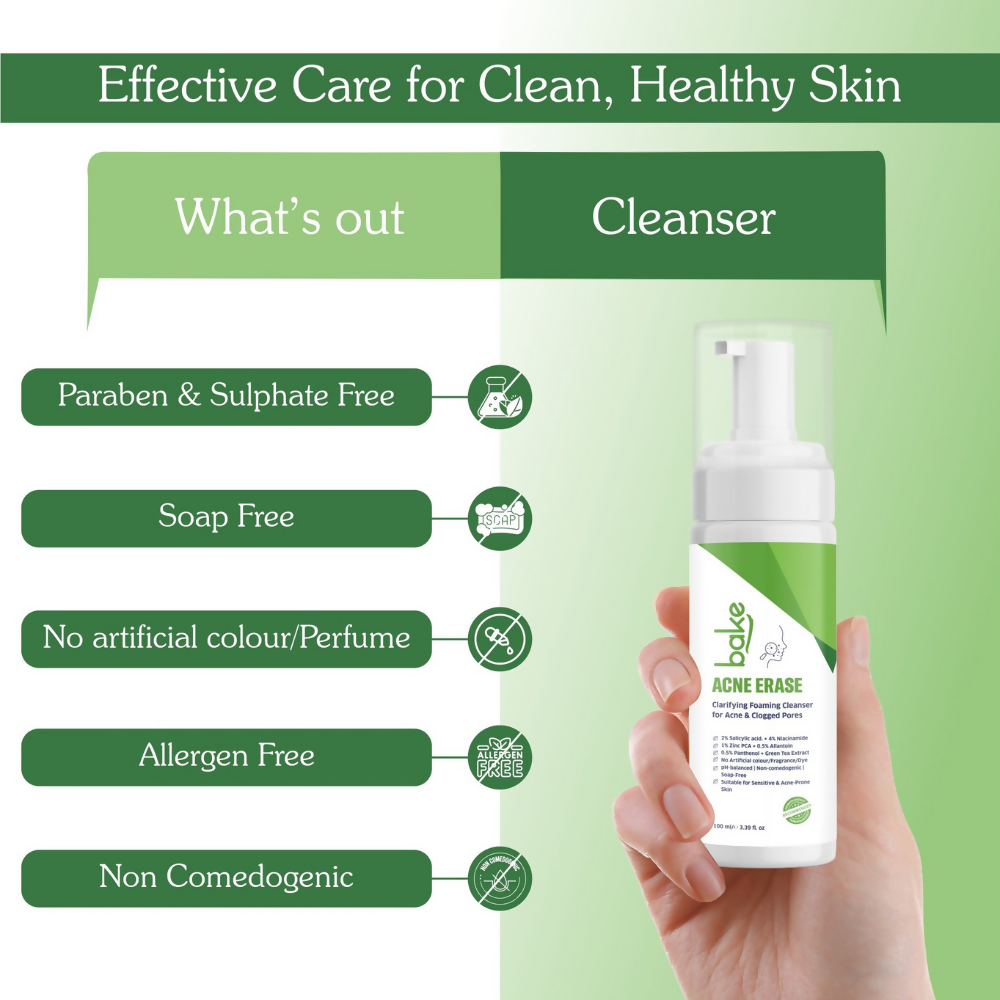 Bake Acne Erase Foaming Face Wash | Swadesiicart